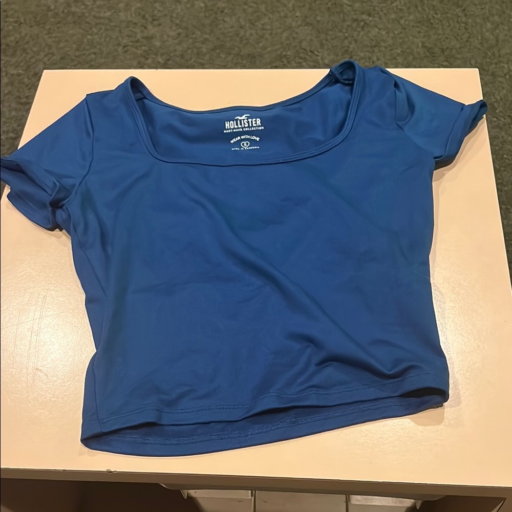 Hollister Blue Fitted Crop T-Shirt
